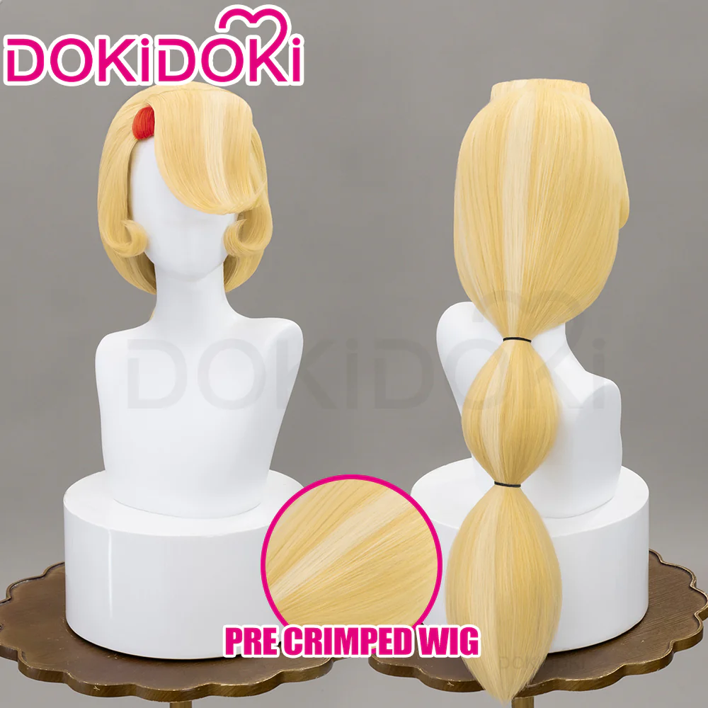 【Ready For Ship】【Pre Crimped】DokiDoki Anime Hell Hotel Cosplay Wig Long Straight Yellow Red Hair - Image 2