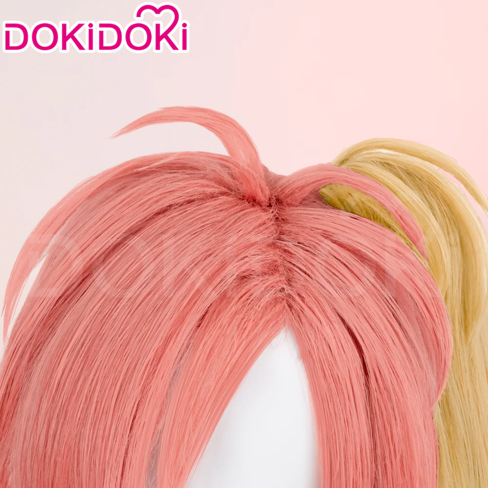 DokiDoki Anime Hell Hotel Cosplay Wig Long Straight Pink Yellow Pre Crimped Hair - Image 4