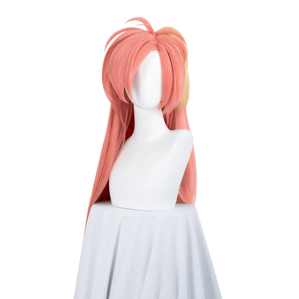 DokiDoki Anime Hell Hotel Cosplay Wig Long Straight Pink Yellow Pre Crimped Hair - Image 5