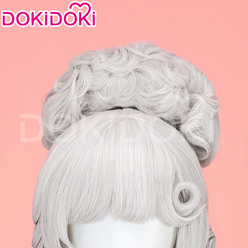 DokiDoki Anime Hell Hotel Cosplay Wig Short Curly White Hair - Image 4