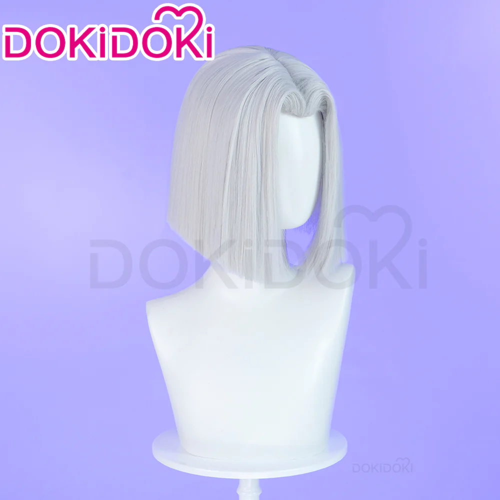 【Ready For Ship】DokiDoki Anime Hell Hotel Cosplay Wig Short Straight White Hair - Image 3
