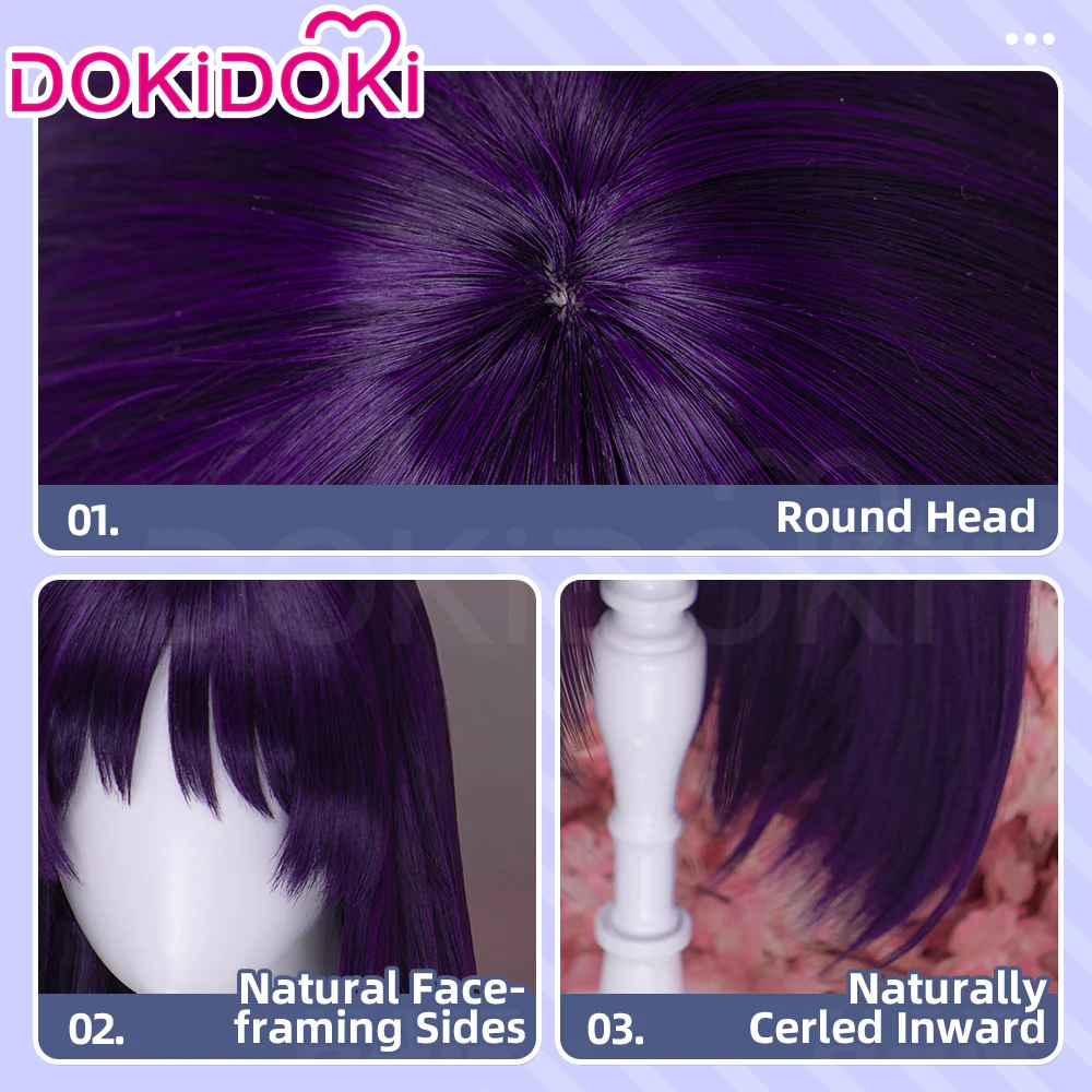 DokiDoki Anime Hell's Paradise: Jigokuraku Cosplay Aza Toma Wig Long Straight Purple Hair - Image 4