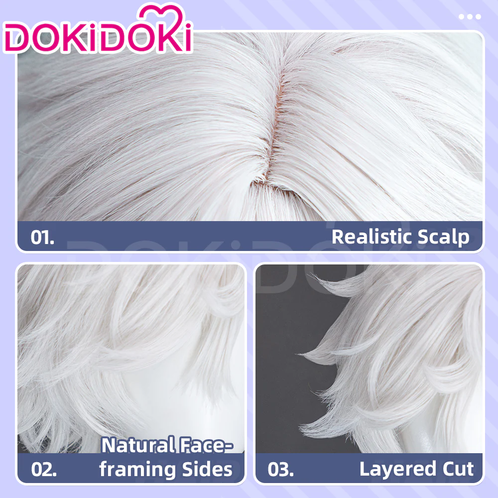 【Ready For Ship】DokiDoki Anime Hell's Paradise: Jigokuraku Cosplay Gabimaru Wig Short White Hair - Image 4