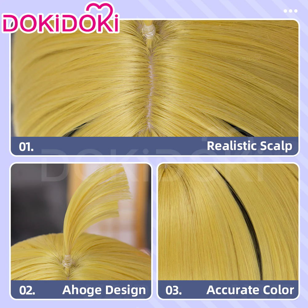 DokiDoki Anime Hell's Paradise: Jigokuraku Cosplay Yamada Asaemon Fuchi Wig Short Straight Blonde Hair - Image 4