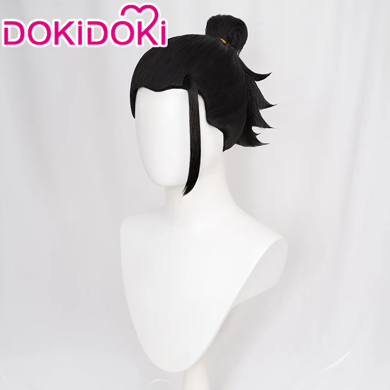 【Ready For Ship】DokiDoki Anime Cosplay Wig Black Bun Hair Men / Earrings - Image 2