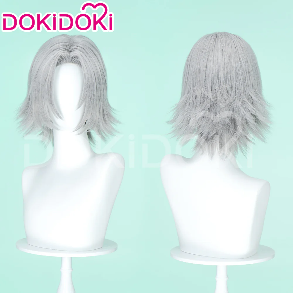 【Ready For Ship】DokiDoki Anime Katekyō Hitman Reborn! Cosplay Wig Gokudera Hayato Short Grey Hair