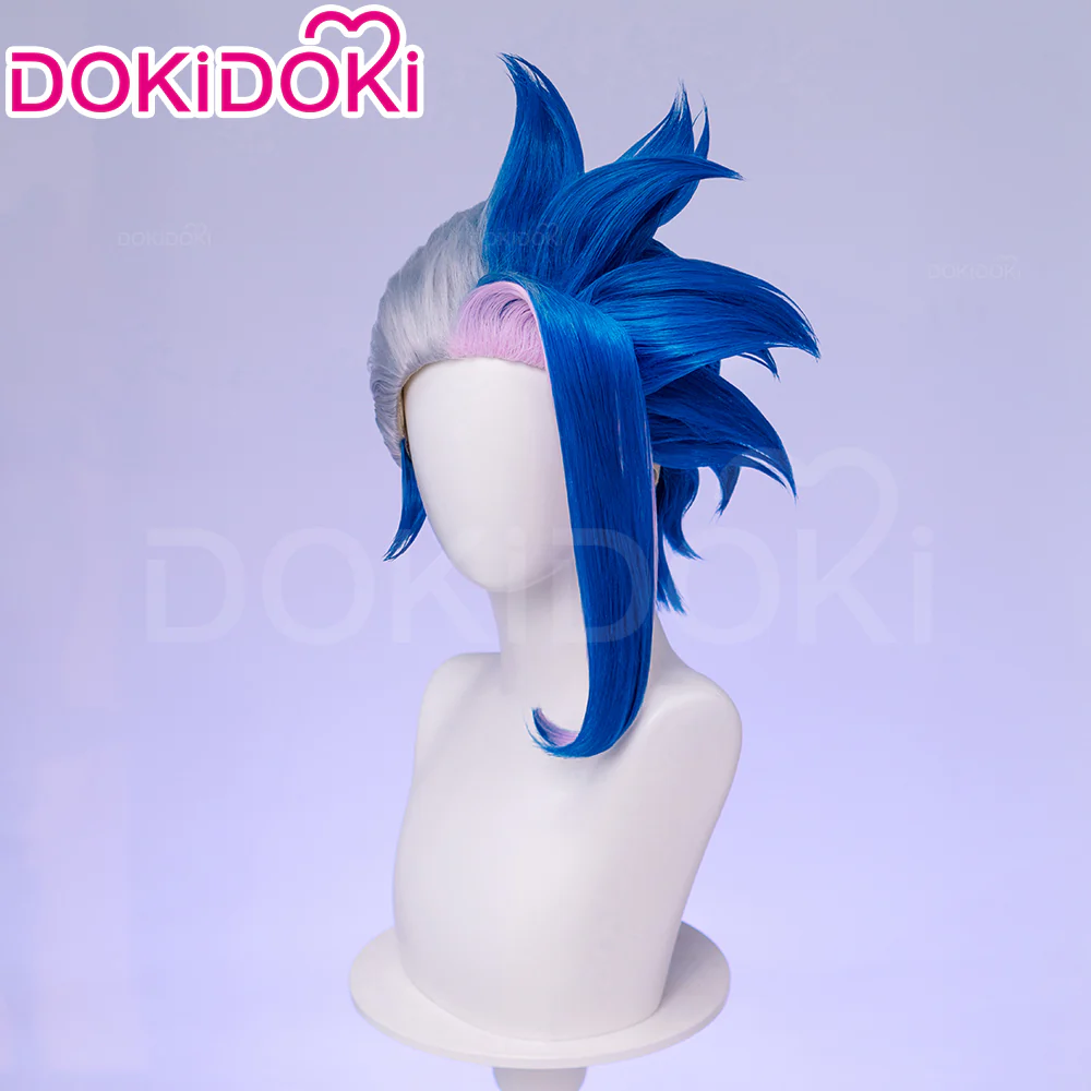 【Ready For Ship】DokiDoki Anime Cosplay Wig Blue Pink Highlight Hair Double Buns - Image 10