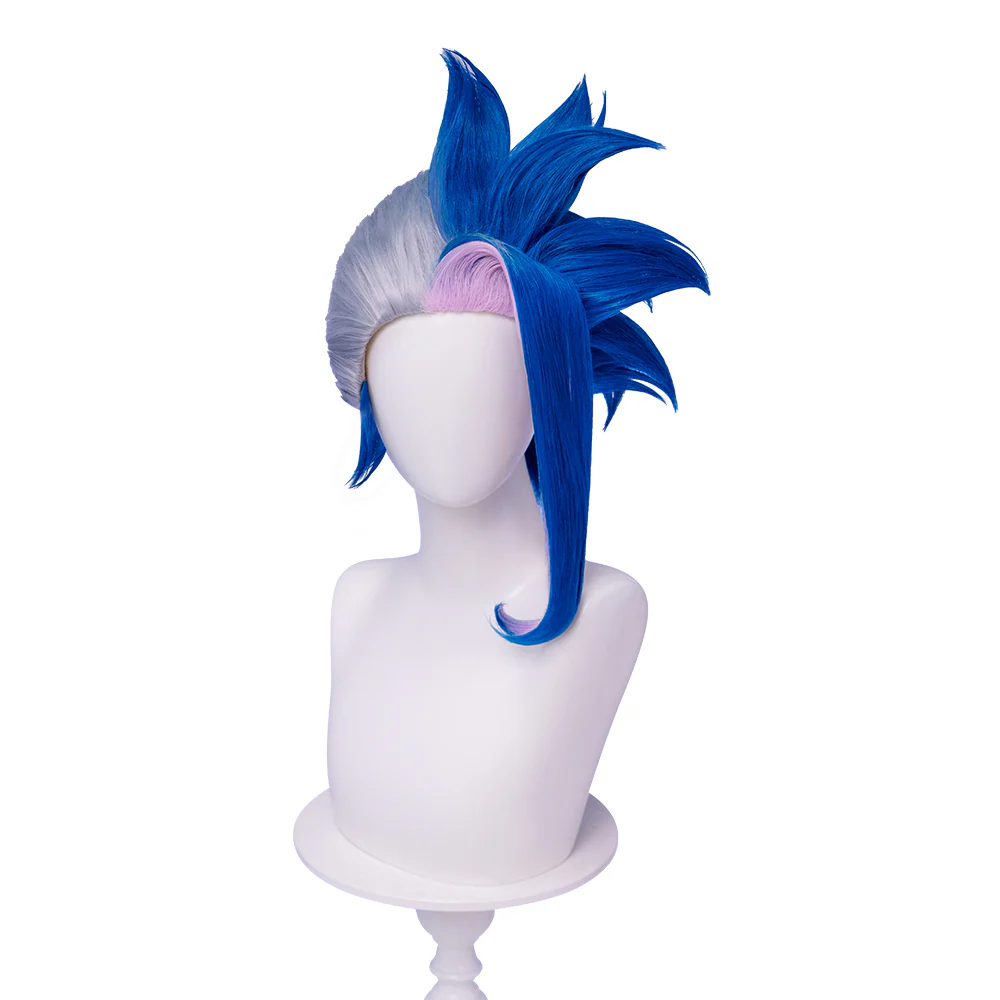 【Ready For Ship】DokiDoki Anime Cosplay Wig Blue Pink Highlight Hair Double Buns - Image 12