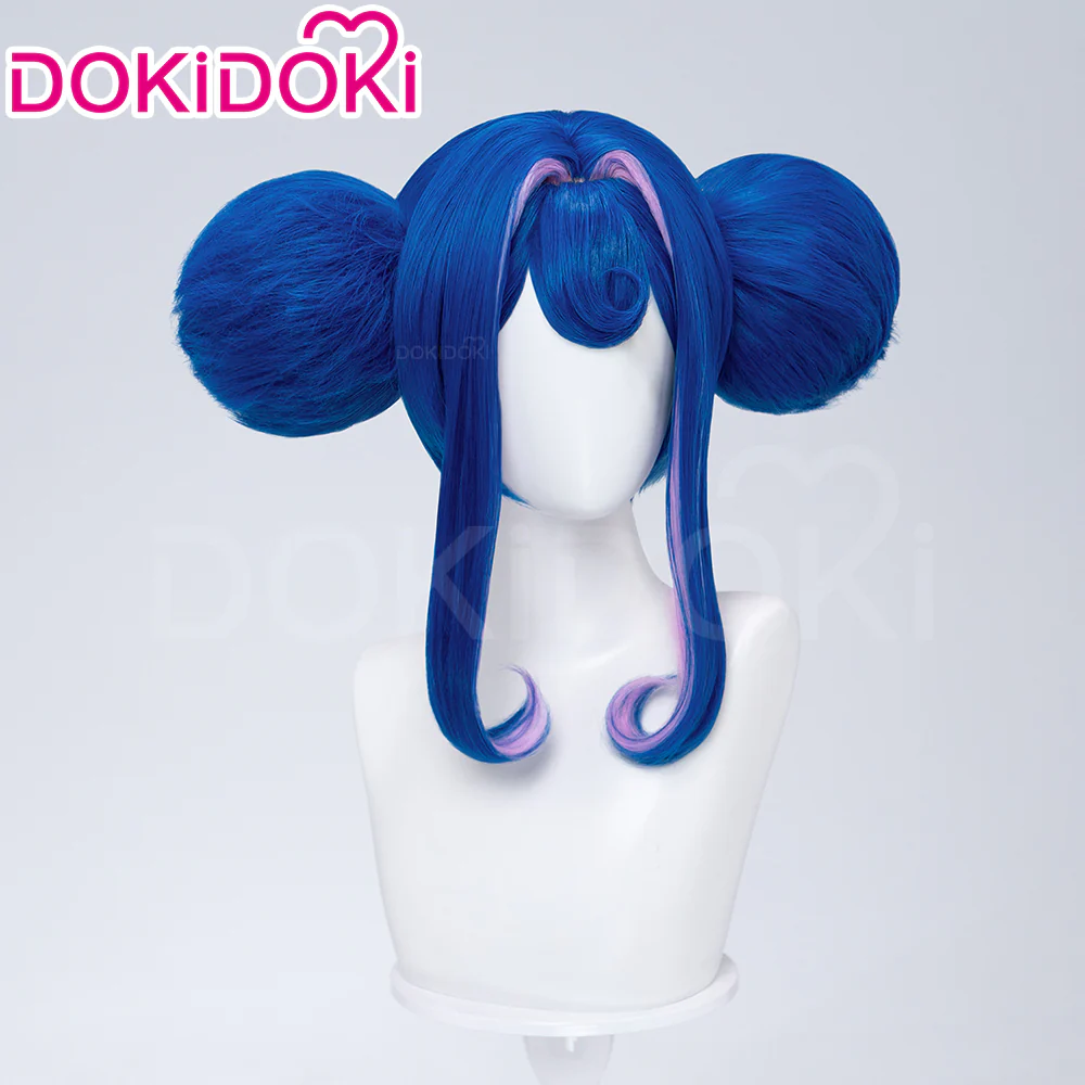 【Ready For Ship】DokiDoki Anime Cosplay Wig Blue Pink Highlight Hair Double Buns - Image 5