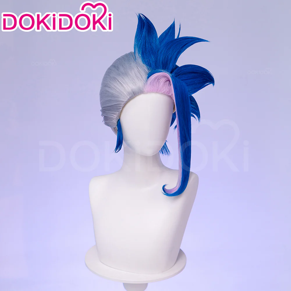 【Ready For Ship】DokiDoki Anime Cosplay Wig Blue Pink Highlight Hair Double Buns - Image 9