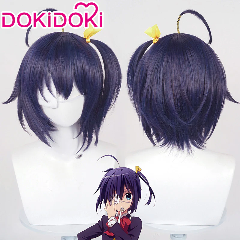 DokiDoki Anime Love, Chunibyo & Other Delusions Cosplay Takanashi Rikka Cosplay Wig Short Dark Purple