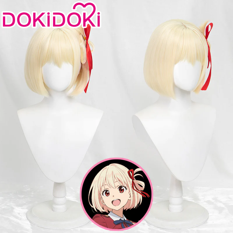 DokiDoki Anime Lycoris Recoil Cosplay Nishikigi Chisato Cosplay Wig Short Blonde