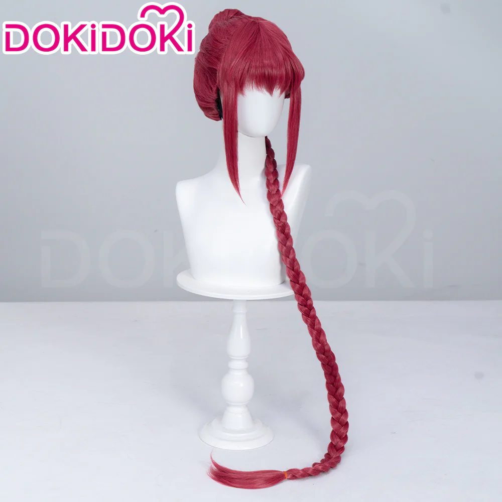 【Ready For Ship】DokiDoki Anime Manga Cosplay Wig Short Red Burgundy Hair Long braid - Image 2
