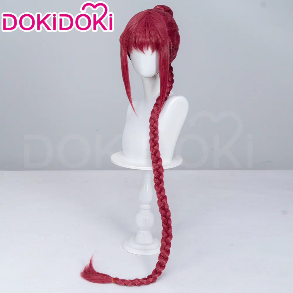 【Ready For Ship】DokiDoki Anime Manga Cosplay Wig Short Red Burgundy Hair Long braid - Image 3