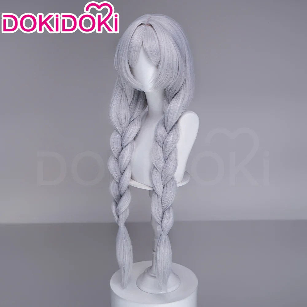 DokiDoki Anime Manga Cosplay Wig Short Straight Silver Hair Braided Bun Updo Twin Braids - Image 8