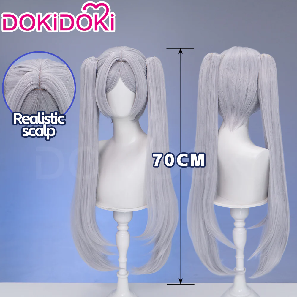 【Partially Ready For Ship】DokiDoki Anime Manga Cosplay Wig / Earrings/ Ring / Eyelashes Long Straight White Grey Hair - Image 2