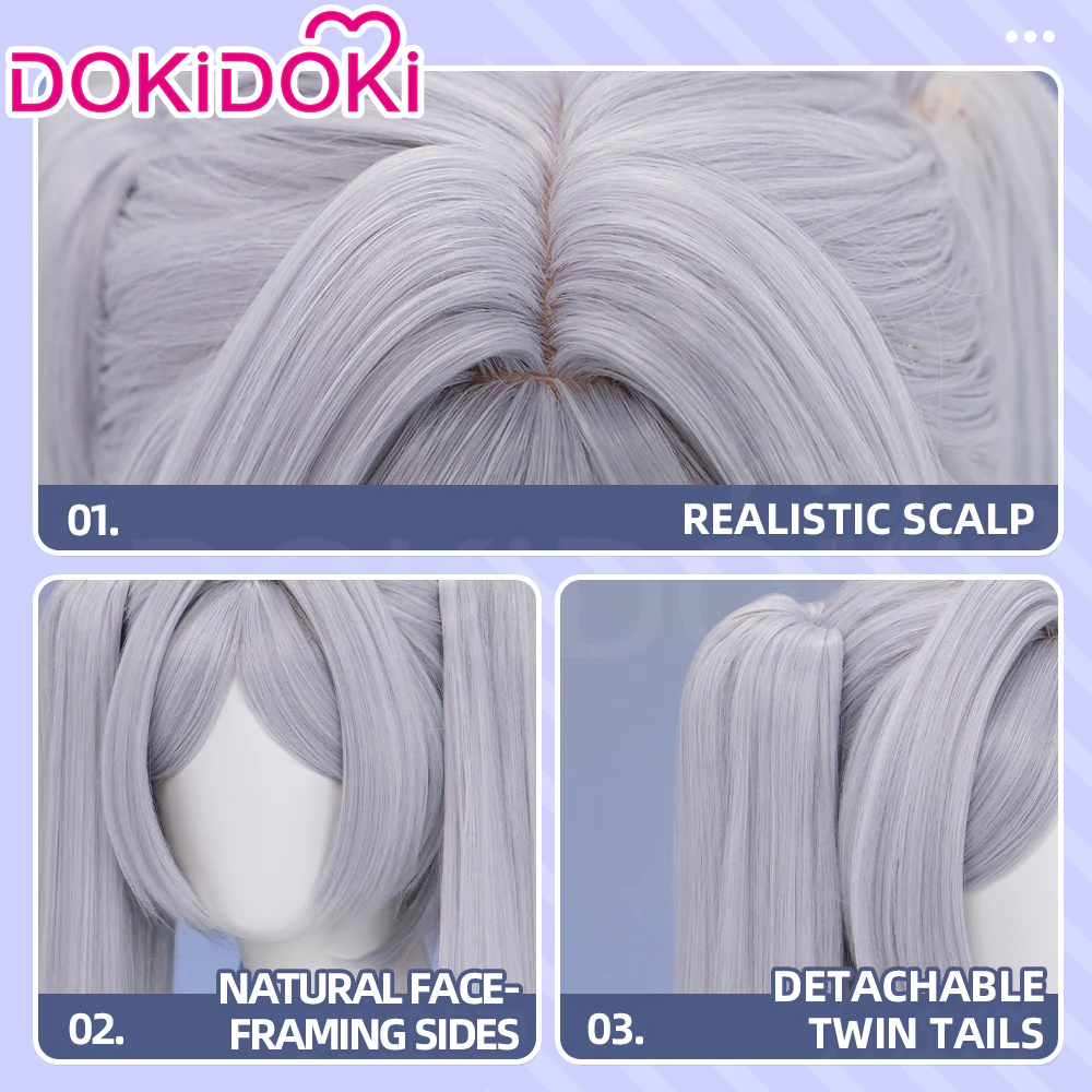 【Partially Ready For Ship】DokiDoki Anime Manga Cosplay Wig / Earrings/ Ring / Eyelashes Long Straight White Grey Hair - Image 5