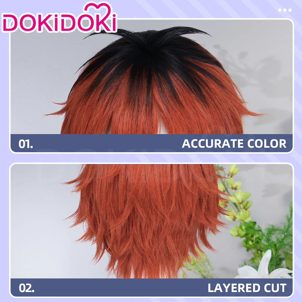 【Ready For Ship】DokiDoki Anime Manga Cosplay Wig Short Red Black Hair - Image 4