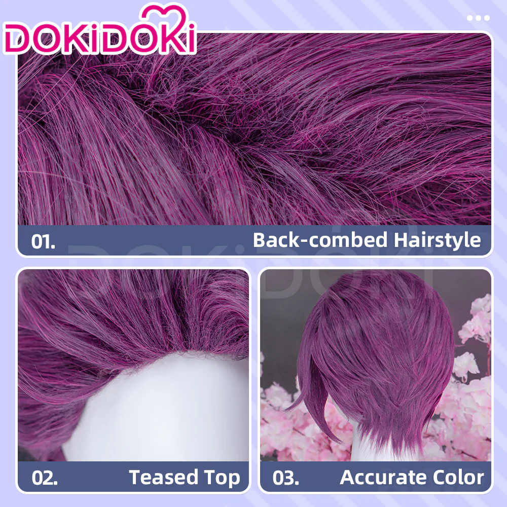 DokiDoki Anime Manga Hell's Paradise: Jigokuraku Cosplay Rien Wig Short Violet Hair - Image 4