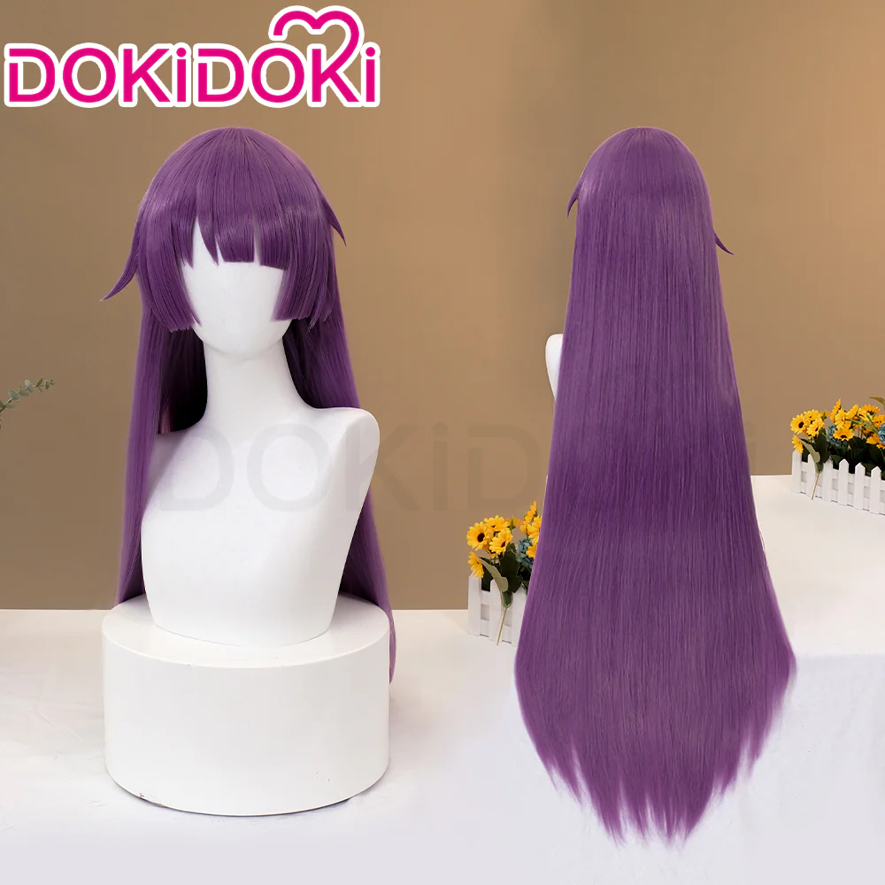 【Ready For Ship】DokiDoki Anime Monogatari series Cosplay Senjougahara Hitagi Wig Long Straight Purple Hair