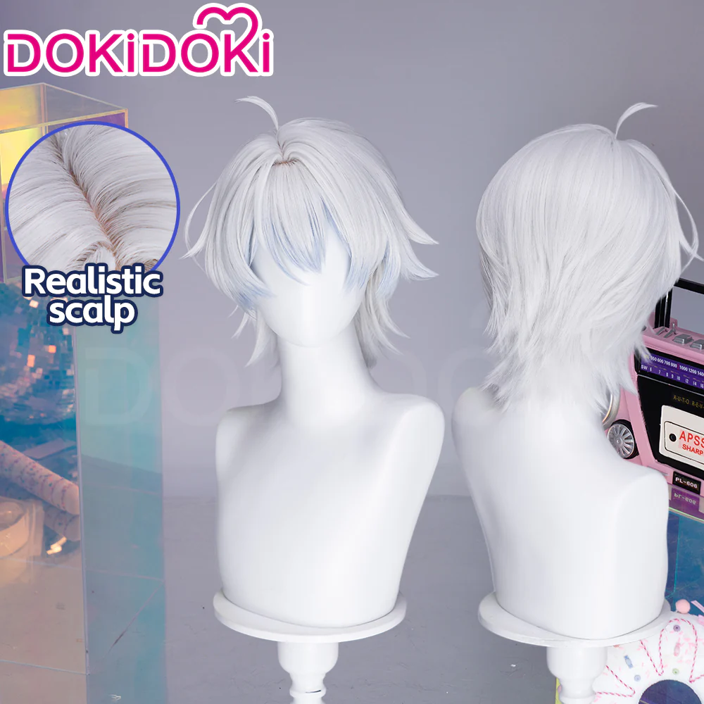 DokiDoki Anime Needy Girl Overdose Cosplay Nechika-sama Wig Short Curly White Hair