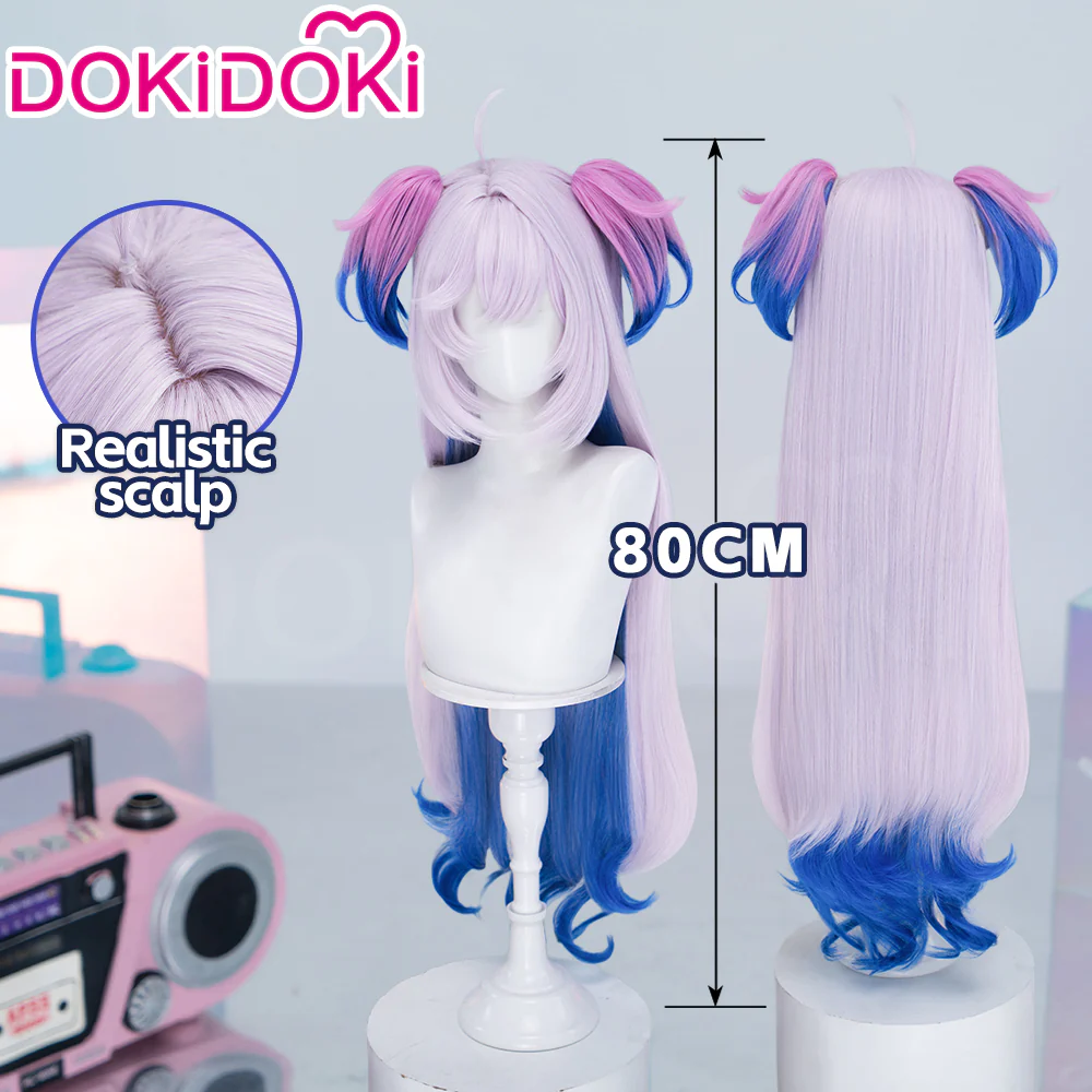 DokiDoki Anime Needy Girl Overdose Cosplay Purple Lollipop Wig Long Curly Purple Blue Gradient Hair Deadly Poison Denpa Girl☆Purple Lollipop