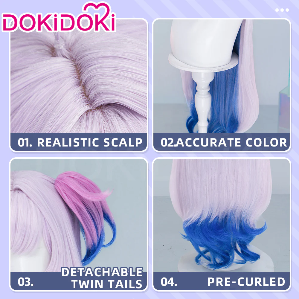 DokiDoki Anime Needy Girl Overdose Cosplay Purple Lollipop Wig Long Curly Purple Blue Gradient Hair Deadly Poison Denpa Girl☆Purple Lollipop - Image 4
