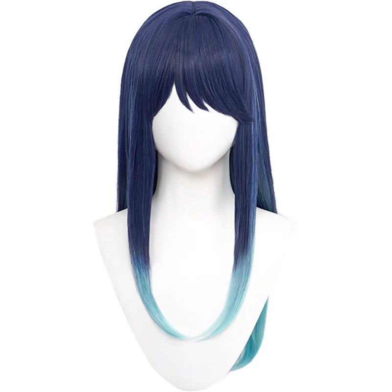 DokiDoki Anime Oshi no Ko Cosplay Kurokawa Akane Wig Long Straight Dark Blue Cyan Gradient - Image 4