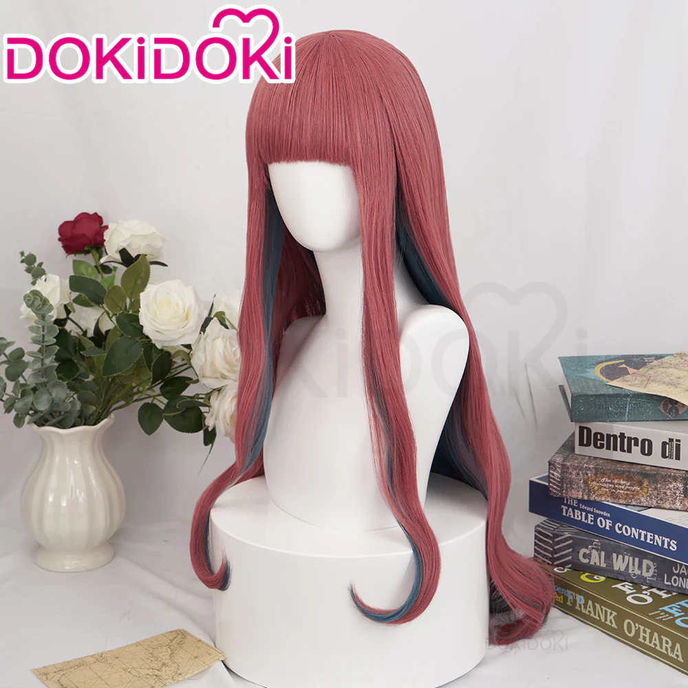 【Ready For Ship】DokiDoki Anime Paradox Live THE ANIMATION Cosplay Anne Faulkner Wig Long Curly Red Blue  Hair - Image 2