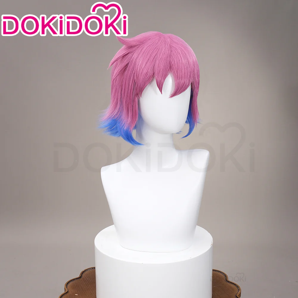 【Ready For Ship】DokiDoki Anime Scott Pilgrim Cosplay Ramona Flowers Wig Short Straight Pink / Blue Gradient Hair - Image 2