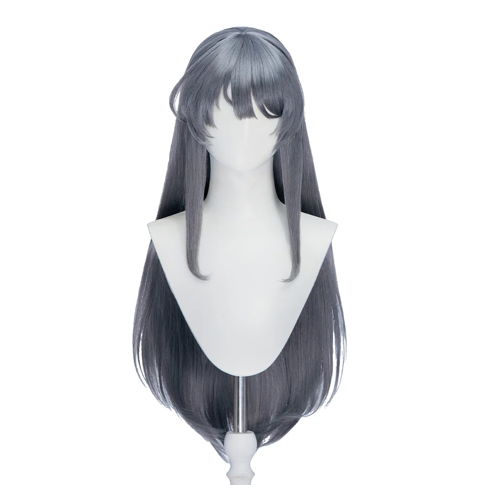 DokiDoki Anime Seishun Buta Yarou wa Bunny Girl Senpai no Yume wo Minai Cosplay Wig Mai Sakurajima Long Gray Wig Women / Hairpin - Image 5