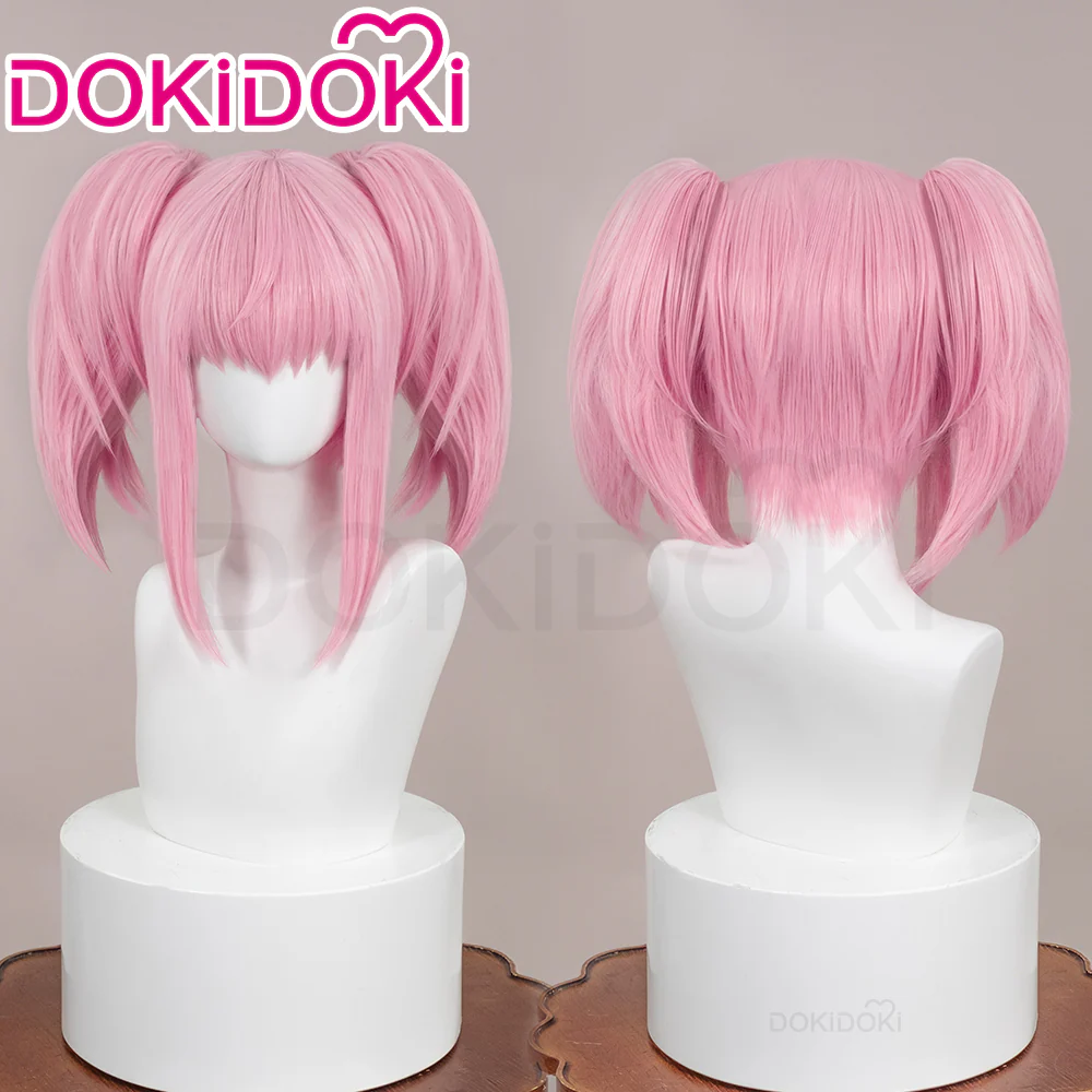 【Ready For Ship】DokiDoki Anime Shugo Chara Cosplay Hinamori Amu Daiya Wig Long Straight Double Ponytail Pink Hair Amulet Clover