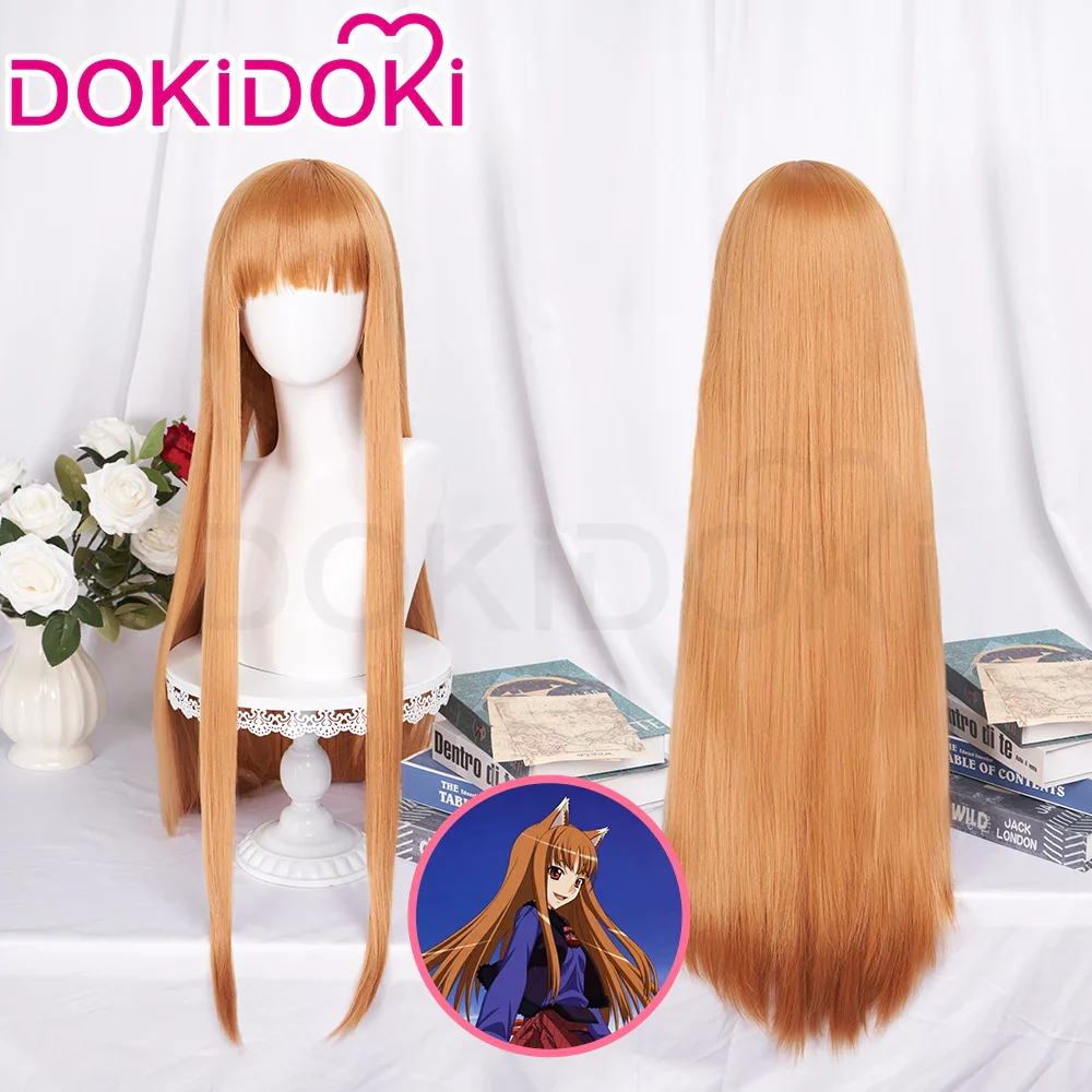 【Ready For Ship】DokiDoki Anime Spice and Wolf: Merchant Meets the Wise Wolf Cosplay Holo Wig Long Straight Orange Hair - Image 6