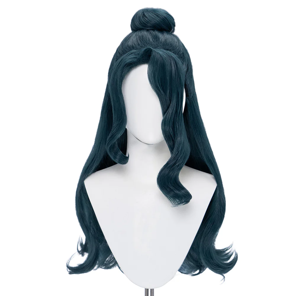 DokiDoki Anime The Apothecary Diaries Cosplay Suirei Wig Long Curly Dark Green Hair Detachable Bun Shisui - Image 5