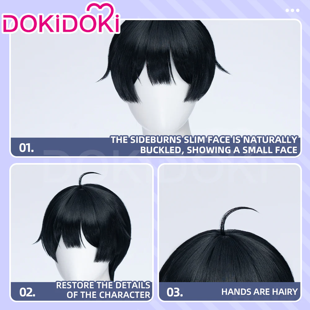 DokiDoki Anime The Fragrant Flower Blooms with Dignity Cosplay Ayato Yorita Wig  Black Short - Image 4