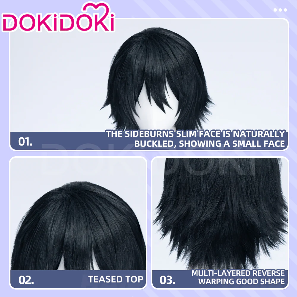 【Ready For Ship】DokiDoki Anime The Fragrant Flower Blooms with Dignity Cosplay Saku Natsusawa Wig Black Short - Image 4