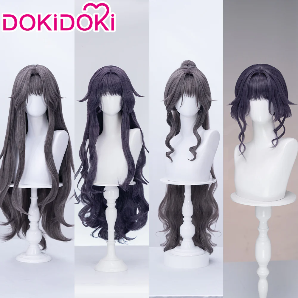 【Partially Ready For Ship】DokiDoki Anime The Fragrant Flower Blooms with Dignity Cosplay Waguri Kaoruko Wig Long Blackish Purple Hair Ponytail