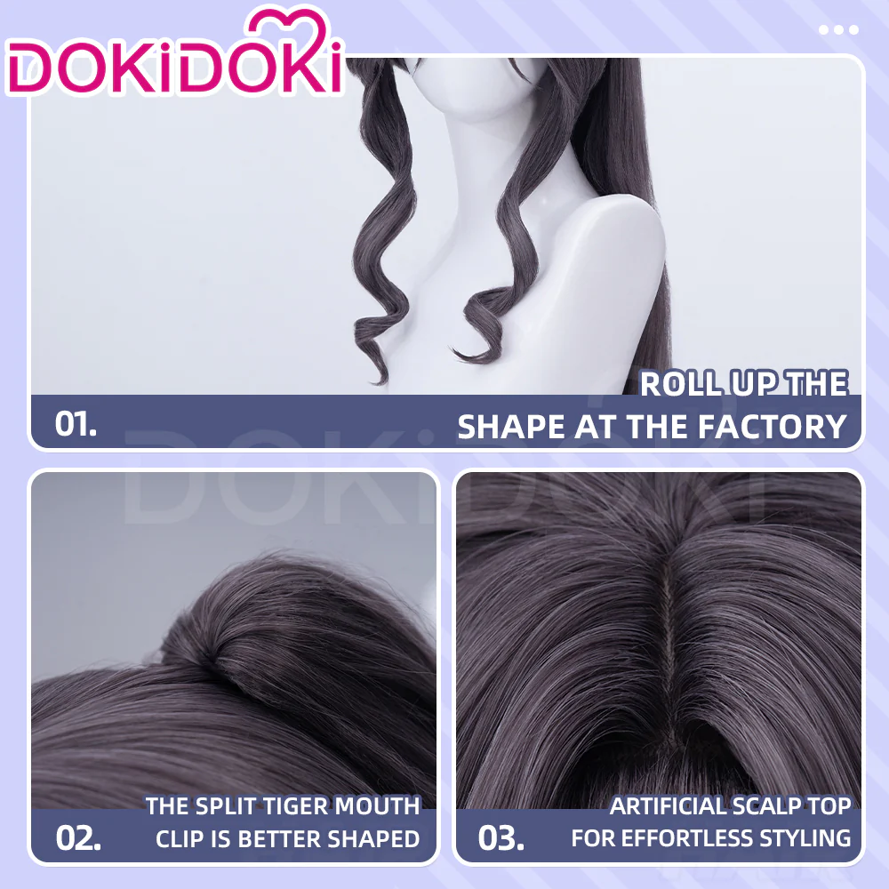 【Partially Ready For Ship】DokiDoki Anime The Fragrant Flower Blooms with Dignity Cosplay Waguri Kaoruko Wig Long Blackish Purple Hair Ponytail - Image 10