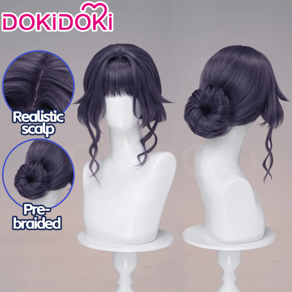 【Partially Ready For Ship】DokiDoki Anime The Fragrant Flower Blooms with Dignity Cosplay Waguri Kaoruko Wig Long Blackish Purple Hair Ponytail - Image 16
