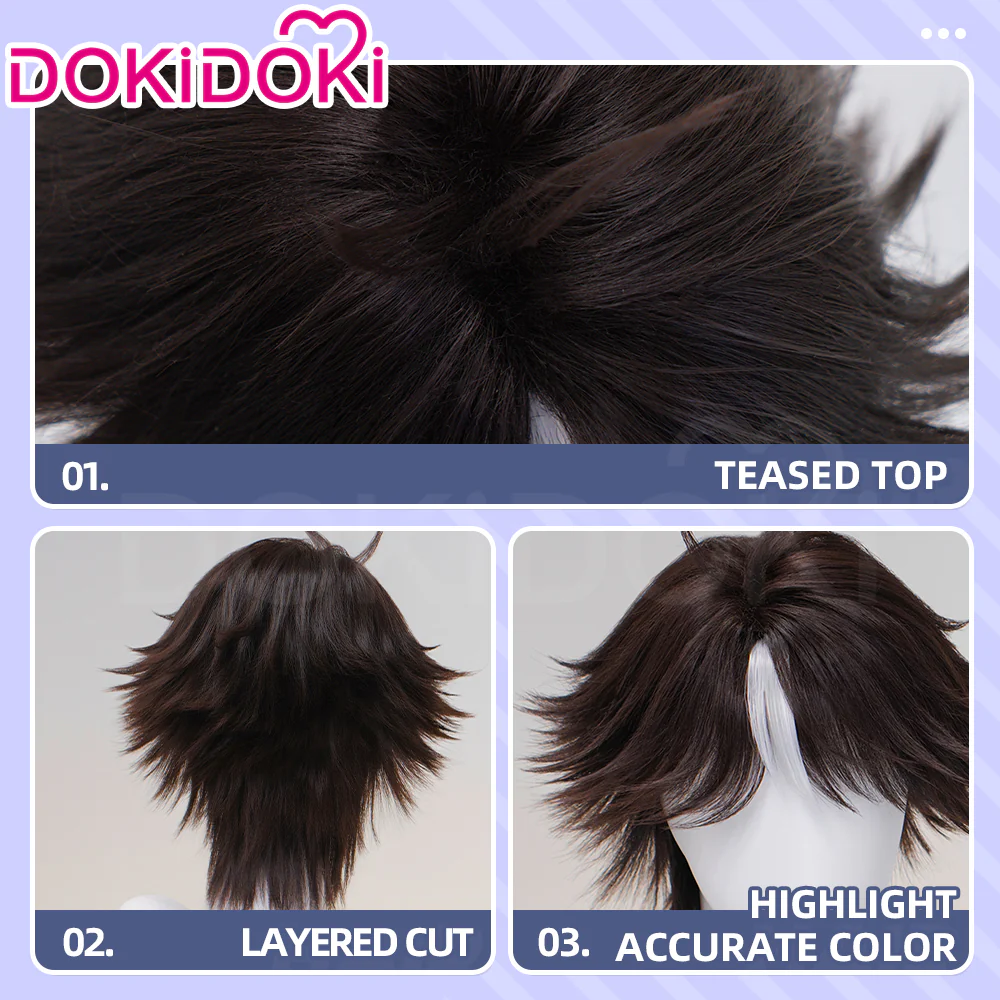 DokiDoki Anime TO BE HERO X Cosplay Lin Ling Wig Short Dark Brown Hair Linling - Image 4