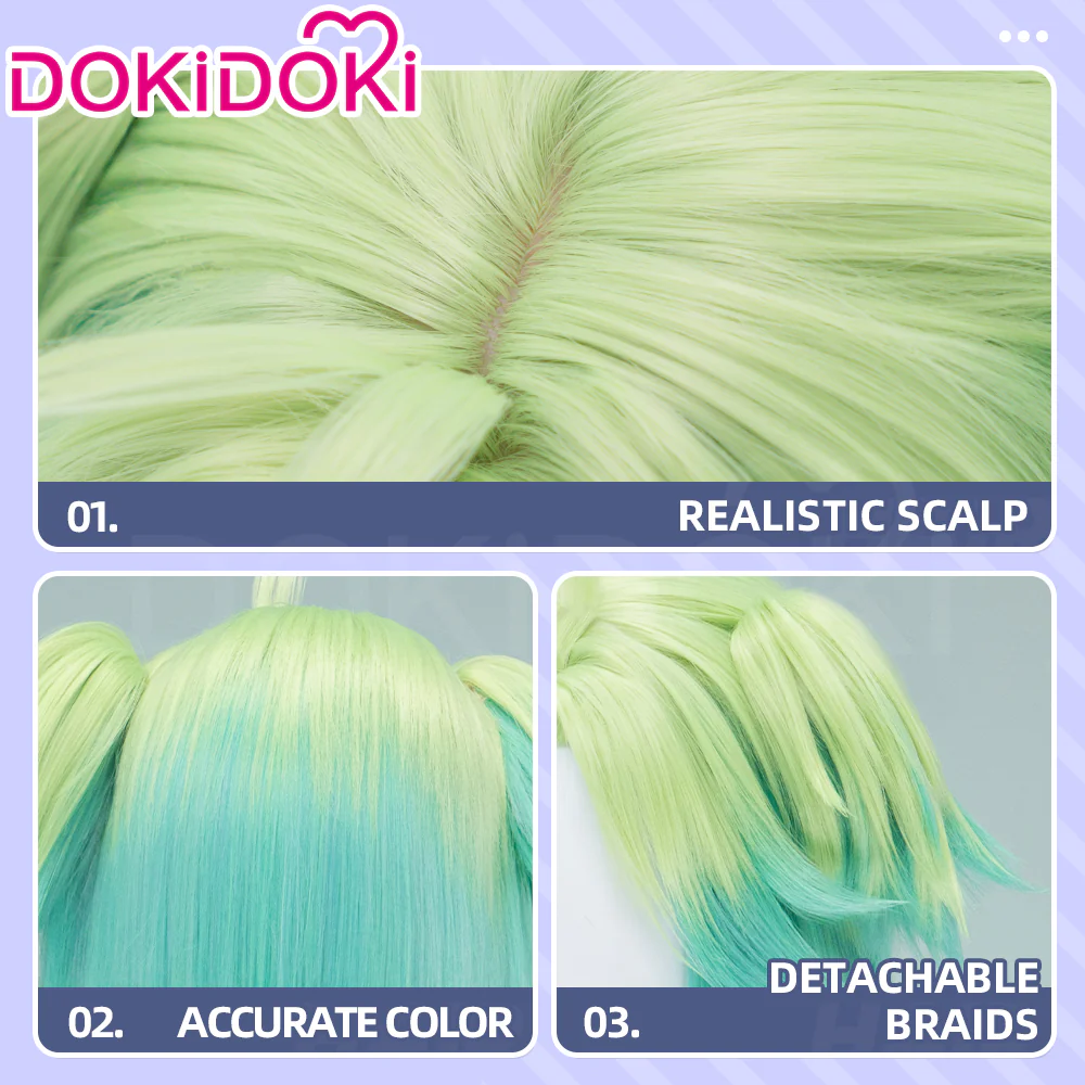 DokiDoki Anime TO BE HERO X Cosplay Lucky Cyan Wig Long Straight Mint Green Gradient Hair - Image 4