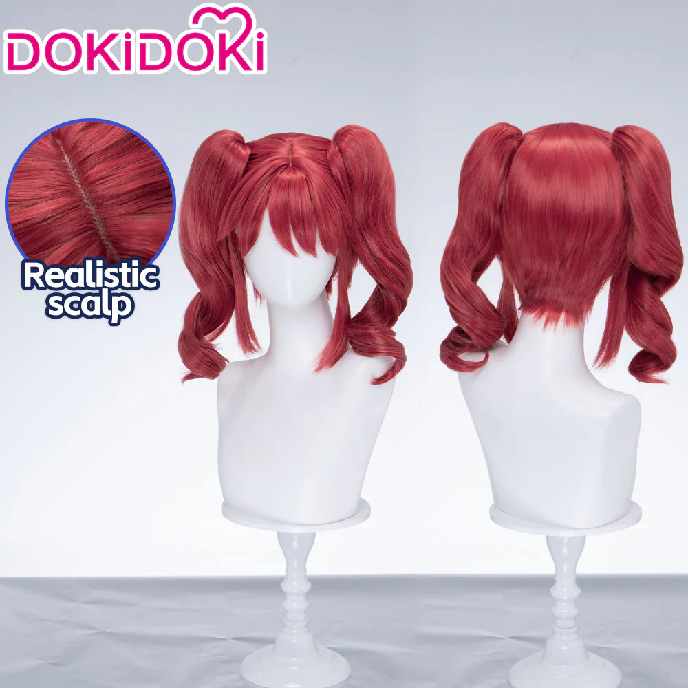 DokiDoki Anime Twin Princesses of the Wonder Planet Cosplay Fine Wig Short Curly Red Pigtails Hair Fain