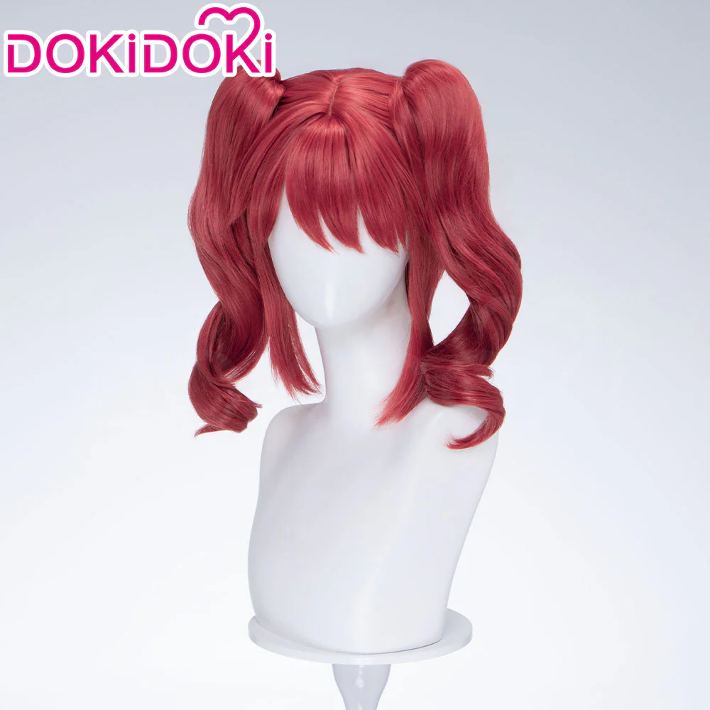 DokiDoki Anime Twin Princesses of the Wonder Planet Cosplay Fine Wig Short Curly Red Pigtails Hair Fain - Image 2