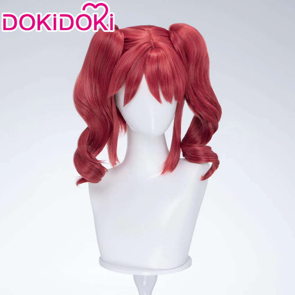 DokiDoki Anime Twin Princesses of the Wonder Planet Cosplay Fine Wig Short Curly Red Pigtails Hair Fain - Image 3