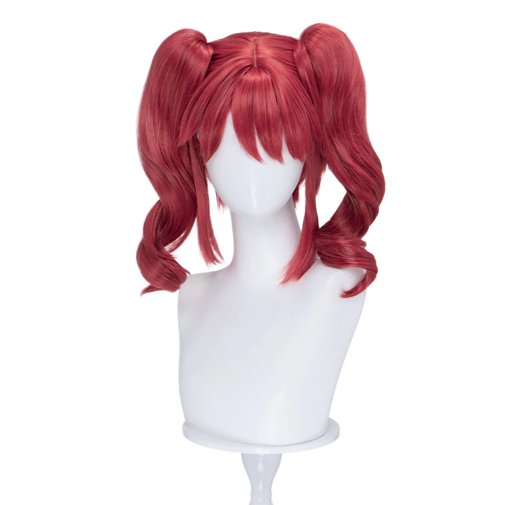 DokiDoki Anime Twin Princesses of the Wonder Planet Cosplay Fine Wig Short Curly Red Pigtails Hair Fain - Image 5