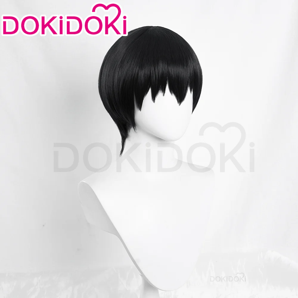 DokiDoki Anime Cosplay  Wig Short Straight Black Hair - Image 2