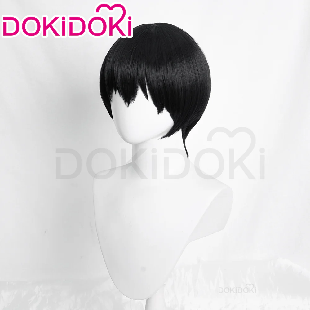 DokiDoki Anime Cosplay  Wig Short Straight Black Hair - Image 3