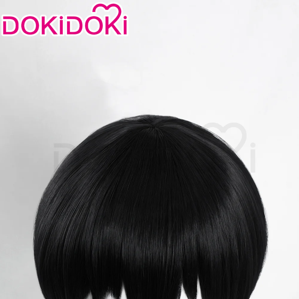 DokiDoki Anime Cosplay  Wig Short Straight Black Hair - Image 4