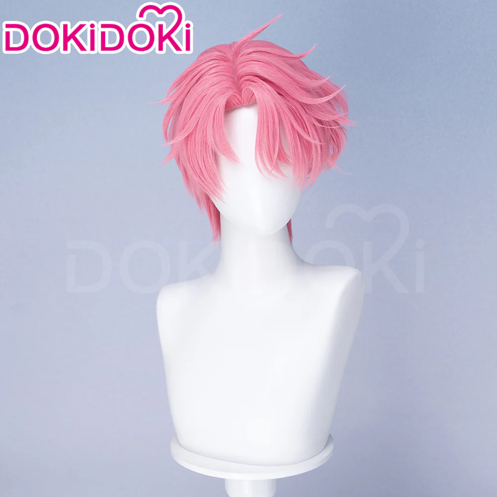 DokiDoki Anime Which face does Tamon have now? Tamon Fukuhara Wig Short Pink Hair - Image 3