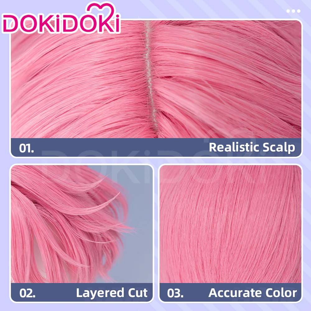 DokiDoki Anime Which face does Tamon have now? Tamon Fukuhara Wig Short Pink Hair - Image 4